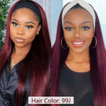 Straight Hair Headband Wig Human Hair Wigs For Women Full Machine Made Wig With Headband Scarf