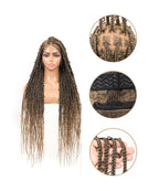 Butterfly Knotless Braids Over Hip-Length 36" Full Hand Tied Lace Medium Box Braided Wig
