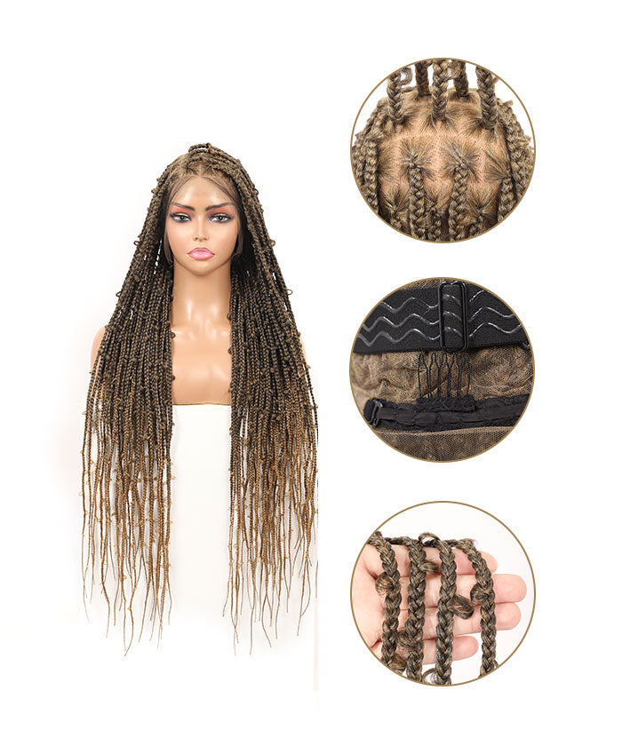 Butterfly Knotless Braids Over Hip-Length 36" Full Hand Tied Lace Medium Box Braided Wig