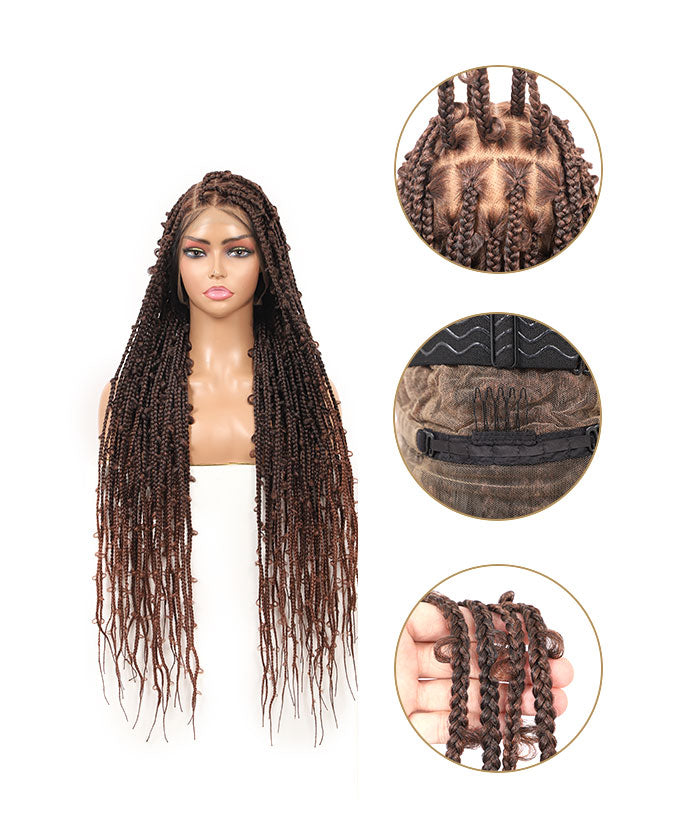 Butterfly Knotless Braids Over Hip-Length 36" Full Hand Tied Lace Medium Box Braided Wig