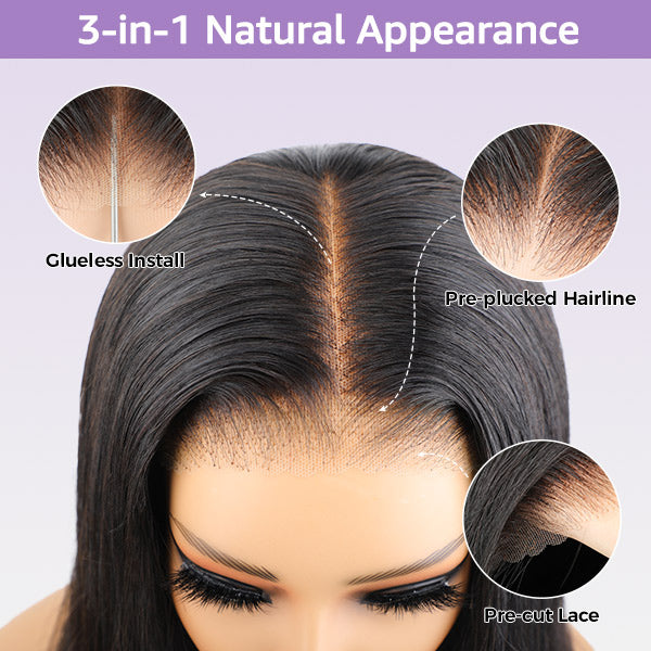 Pre-cut Lace Brown Wig With Blonde Highlight Wear Go Glueless Wig Body Wave 7x5 Lace Wig Preplucked with Natural Hairline