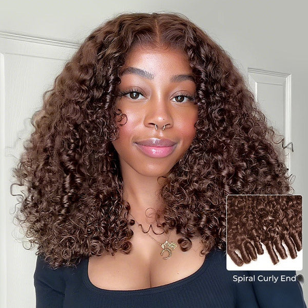 Glueless Chocolate Brown/99J Color Burmese Curly 9x6 Lace Wear Go Wig