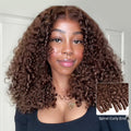 Glueless Chocolate Brown/99J Color Burmese Curly 9x6 Lace Wear Go Wig