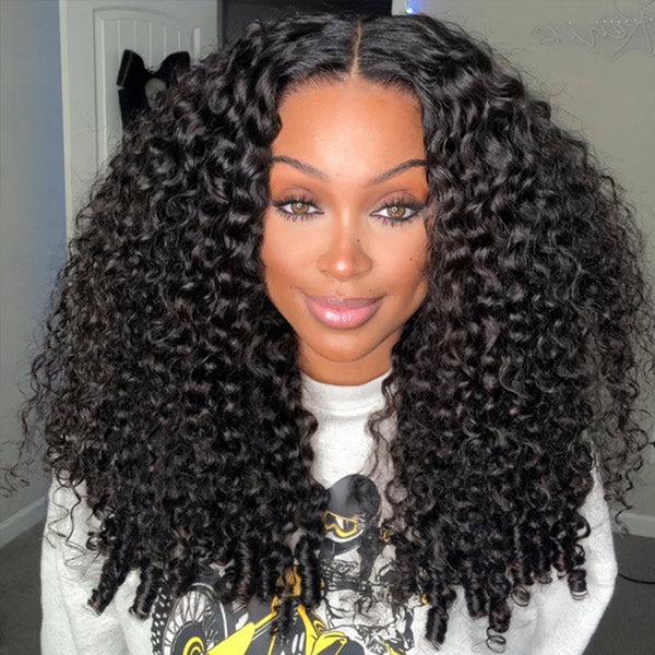 Burmese Curly Bleached Knots Adjustable Fit Drawstring Wear Go Glueless Wig Pre-cut 13x6 HD Lace Nautral Hairline
