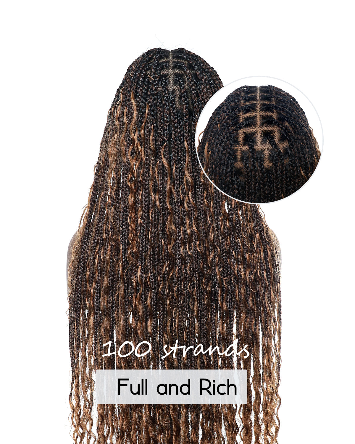 Kiki - 12"-36" Human Hair Deep Wave Curls Pre Bleached Knotless HD Full Lace Boho Box Braided Wig