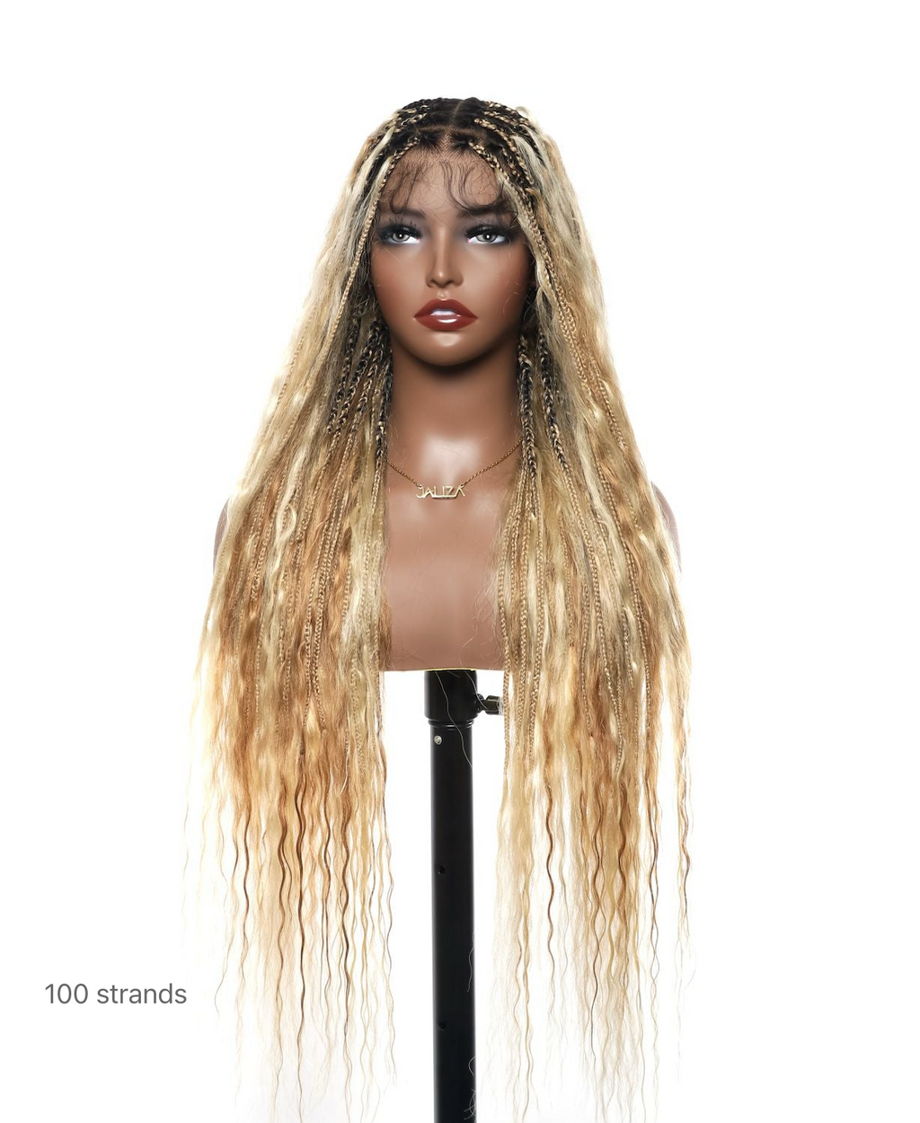 Human Hair Super Boho Color #27/613 Pre Bleached Human Hair Lace Knotless Boho Box Braided Wig Full-dense 100 Strands
