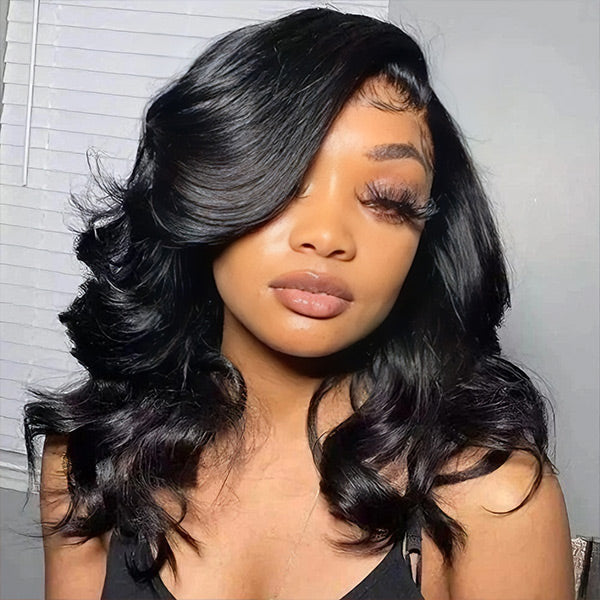 Pre Styled C Part Layered Yaki Body Wave Snug Fit Drawstring Wear Go Glueless Wig Pre-Cut 9x6 Lace Bleached Knots
