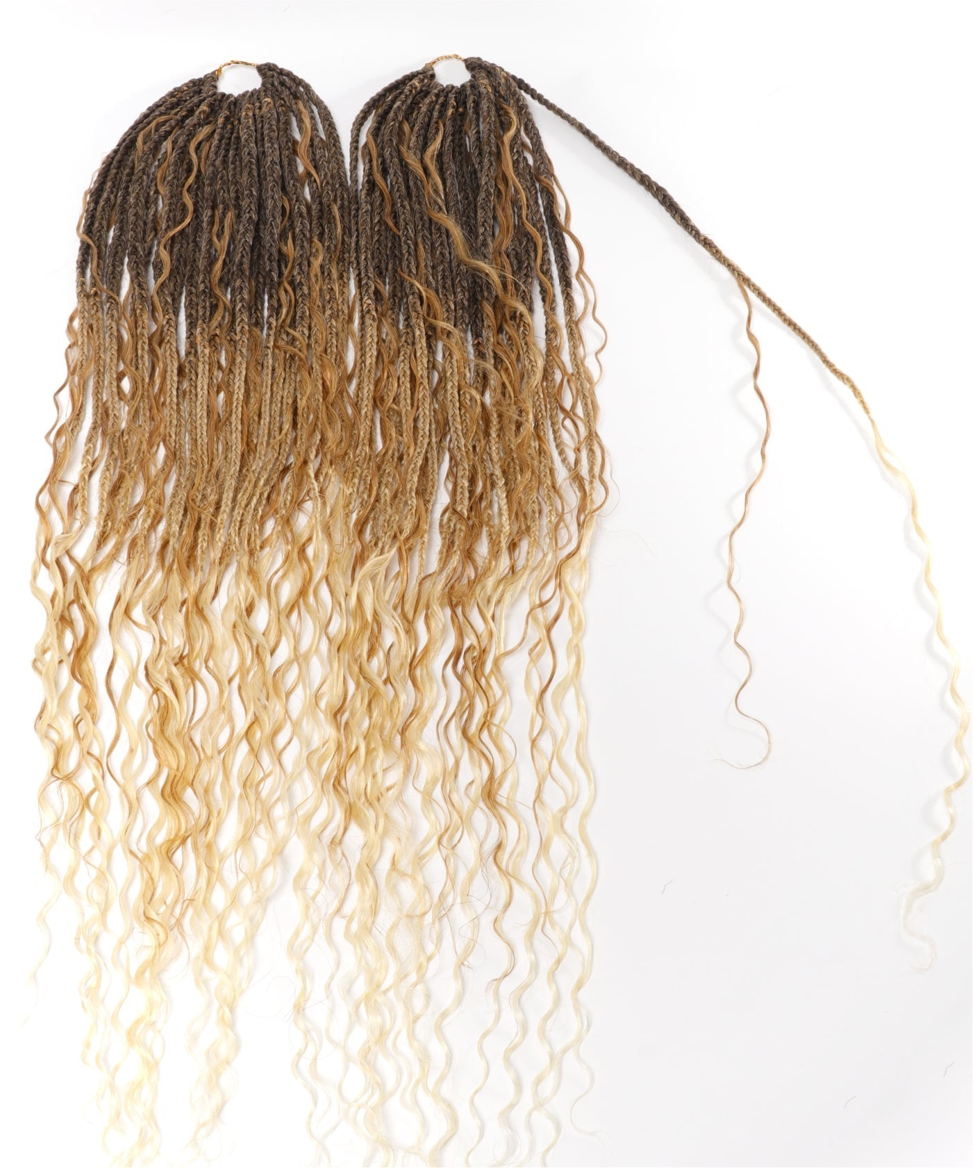 24" Pre Looped Crochet Boho Box Braids With Human Hair Curls - 80 strands/Pack