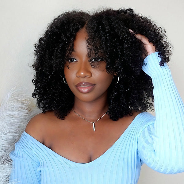 Afro Curly Wear Go Glueless Wig Pre-cut 7x5 HD Lace With Bleached Knots