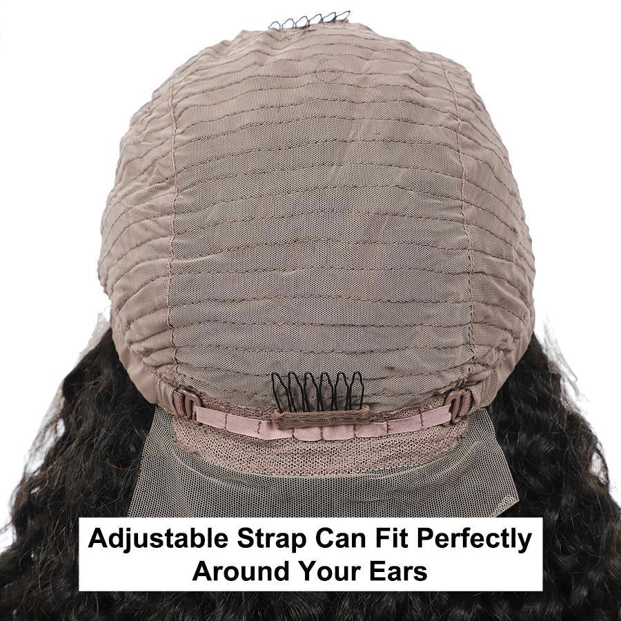T Part Lace Wig Human Hair 6Inches Deep Middle T Part Wigs Water Wave Wet and Wavy Lace Front Wigs with Baby Hair