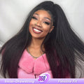 Yaki Straight Invisi-Drawstring Flexible Fit 360 Glueless Wig Pre-Cut Lace Pre Bleached Knots