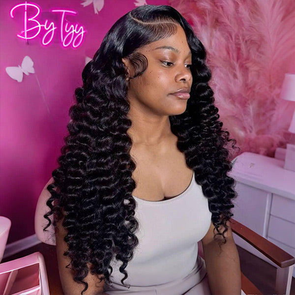 Loose Curly Snug Fit Elastic Drawstring Wear Go Glueless Wig Pre-cut 9x6 HD Lace Bleached Knots