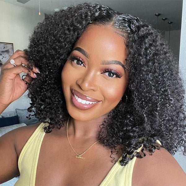 Wear Go Glueless Wigs Kinky Curly Pre Cut 7x5 HD Lace Closure Short Bob 100% Glueless Wig