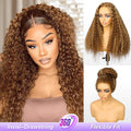 Water Wave Highlight Ombre 4/27 Wear Go Glueless Wig Pre-cut 360 Lace Frontal Wig