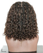 Kiki - 12"-36" Human Hair Deep Wave Curls Pre Bleached Knotless HD Full Lace Boho Box Braided Wig