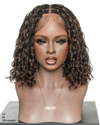 Kiki - 12"-36" Human Hair Deep Wave Curls Pre Bleached Knotless HD Full Lace Boho Box Braided Wig