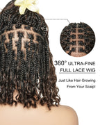 Kiki - 12"-36" Human Hair Deep Wave Curls Pre Bleached Knotless HD Full Lace Boho Box Braided Wig