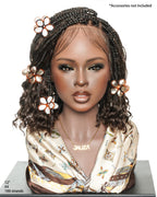 Kiki - 12"-36" Human Hair Deep Wave Curls Pre Bleached Knotless HD Full Lace Boho Box Braided Wig