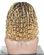 Kiki - 12"-36" Human Hair Deep Wave Curls Pre Bleached Knotless HD Full Lace Boho Box Braided Wig