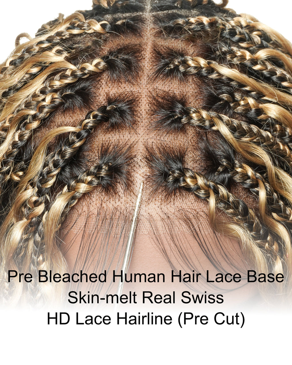 Kiki - 12"-36" Human Hair Deep Wave Curls Pre Bleached Knotless HD Full Lace Boho Box Braided Wig