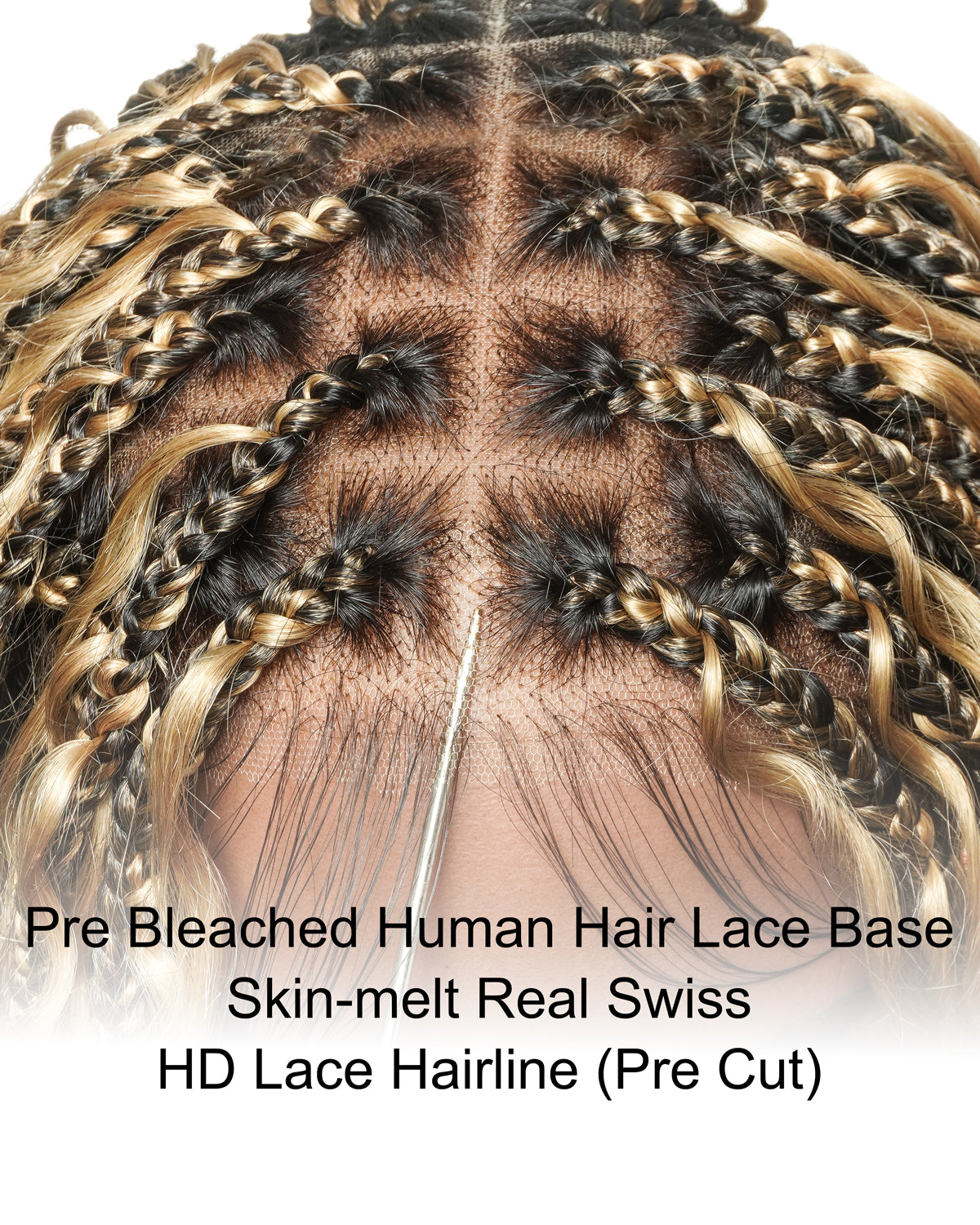 Kiki - 12"-36" Human Hair Deep Wave Curls Pre Bleached Knotless HD Full Lace Boho Box Braided Wig