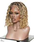 Kiki - 12"-36" Human Hair Deep Wave Curls Pre Bleached Knotless HD Full Lace Boho Box Braided Wig