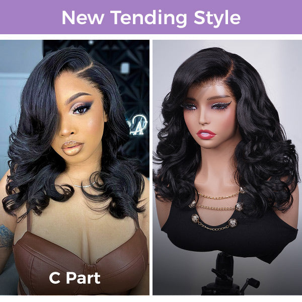 Pre Styled C Part Layered Yaki Body Wave Snug Fit Drawstring Wear Go Glueless Wig Pre-Cut 9x6 Lace Bleached Knots