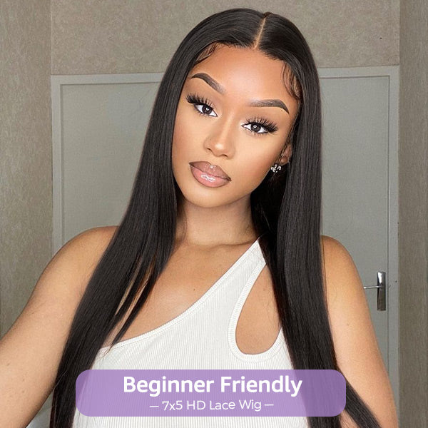 Block Wig Straight Hair Bleached Knots Wig With Optional Replaceable Zip Lace Tops