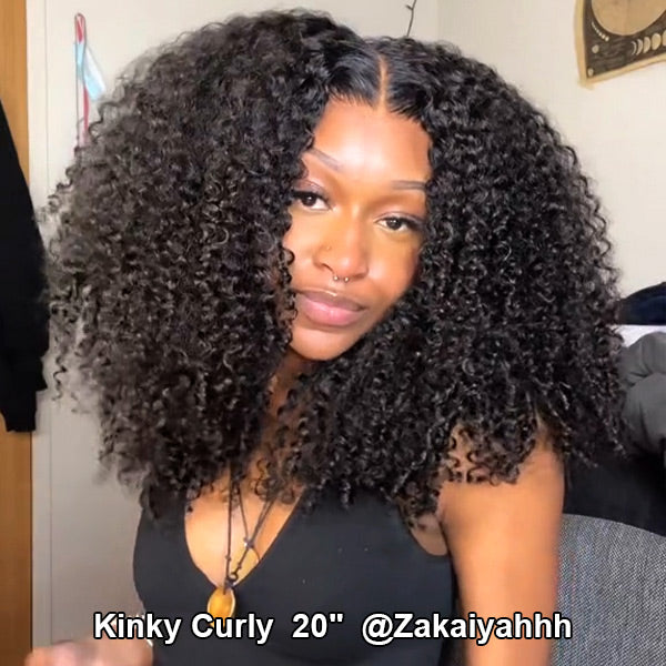 Kinky Curly Wear Go Wigs 7x5 HD Lace Pre Cut Lace Closure 100% Glueless Wigs