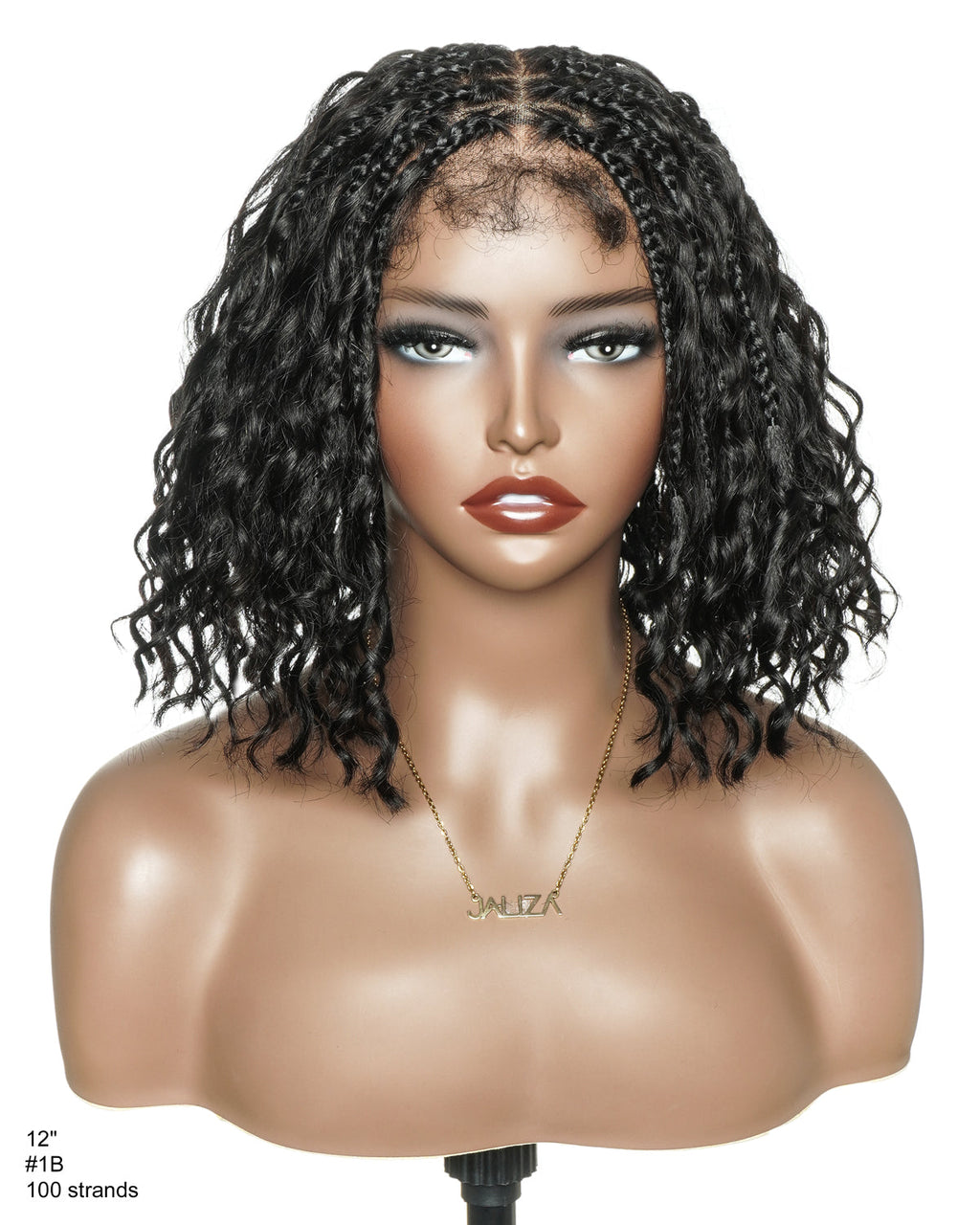 Kiki - 12"-36" Human Hair Deep Wave Curls Pre Bleached Knotless HD Full Lace Boho Box Braided Wig
