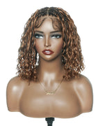 Kiki - 12"-36" Human Hair Deep Wave Curls Pre Bleached Knotless HD Full Lace Boho Box Braided Wig