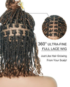 Kiki - 12"-36" Human Hair Deep Wave Curls Pre Bleached Knotless HD Full Lace Boho Box Braided Wig