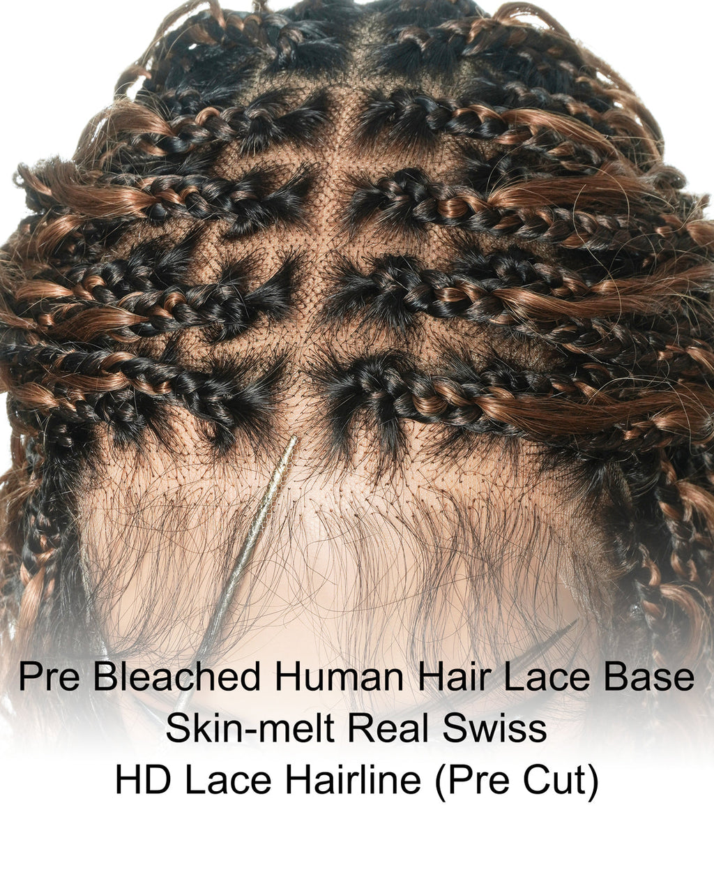 Kiki - 12"-36" Human Hair Deep Wave Curls Pre Bleached Knotless HD Full Lace Boho Box Braided Wig