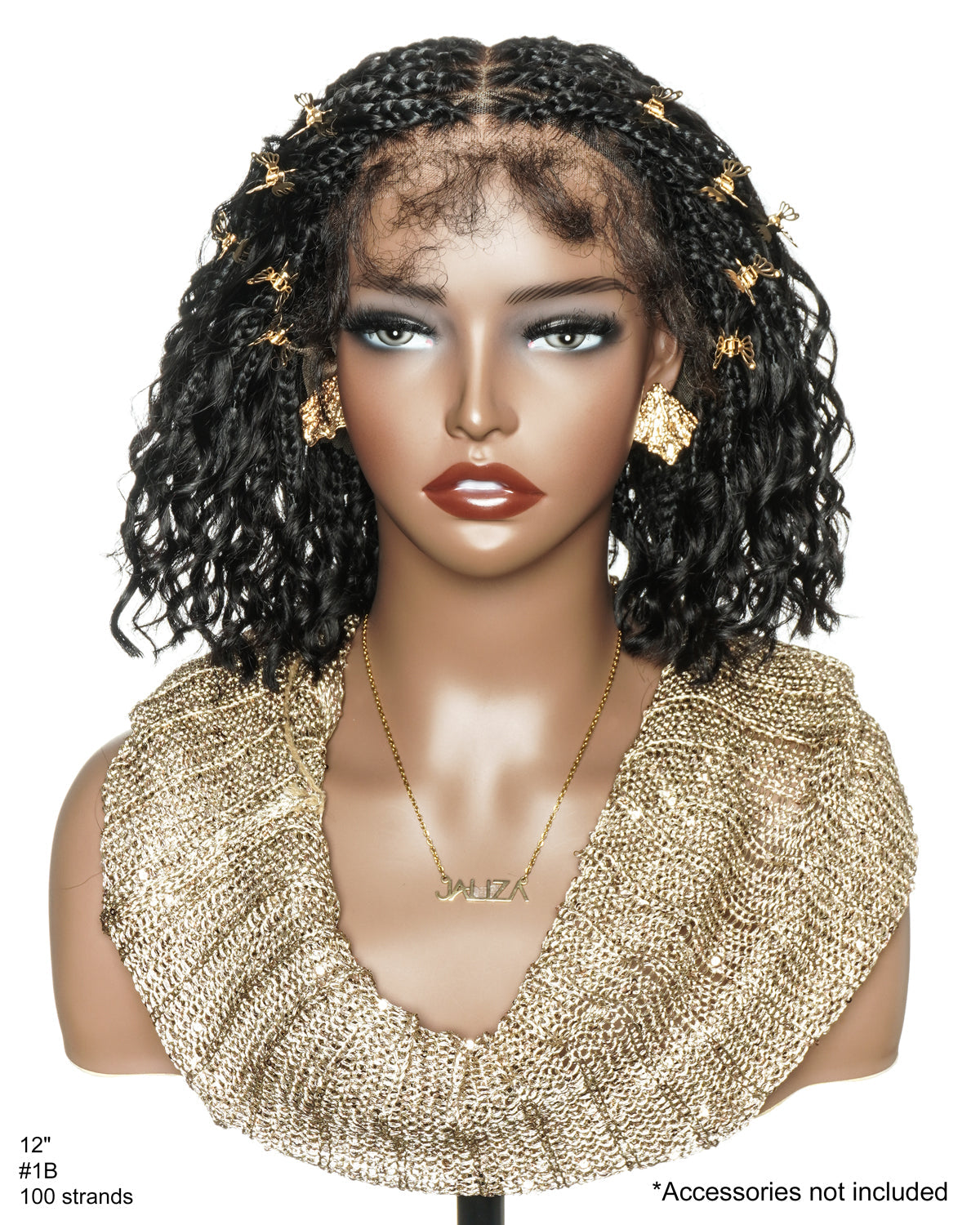Kiki - 12"-36" Human Hair Deep Wave Curls Pre Bleached Knotless HD Full Lace Boho Box Braided Wig