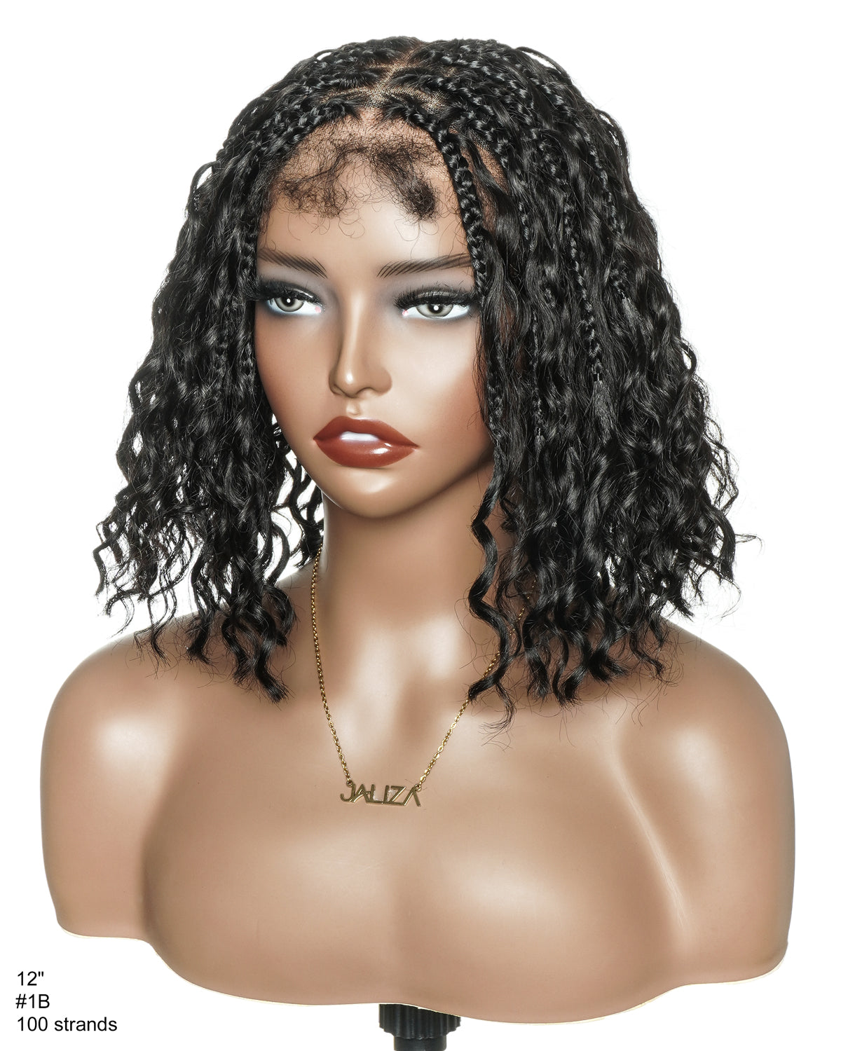 Kiki - 12"-36" Human Hair Deep Wave Curls Pre Bleached Knotless HD Full Lace Boho Box Braided Wig