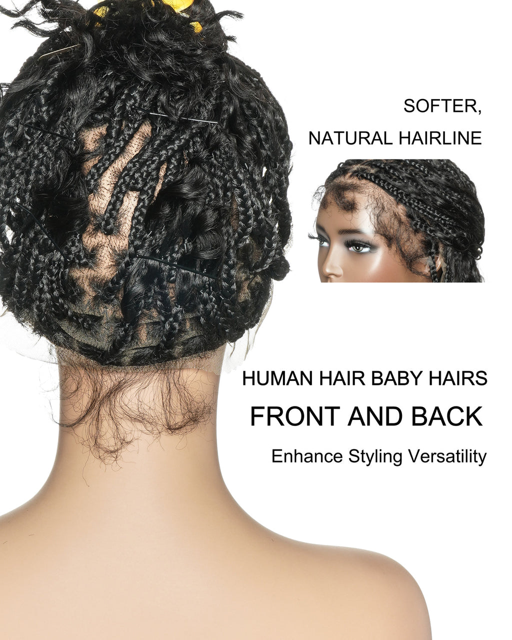 Kiki - 12"-36" Human Hair Deep Wave Curls Pre Bleached Knotless HD Full Lace Boho Box Braided Wig