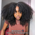 24h Shipping | Afro Curly Drawstring V Part Wig No Leave Out Thin Part Glueless Wigs Human Hair Wig