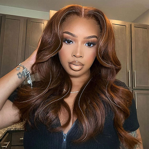 Glueless Body Wave Chocolate Brown Color Layered Cut Face Framing Wear Go Wig