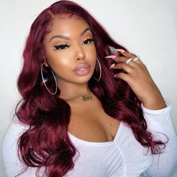13x4 /4x4 Lace Frontal 99J Body Wave Human Virgin Hair Lace Front Wigs