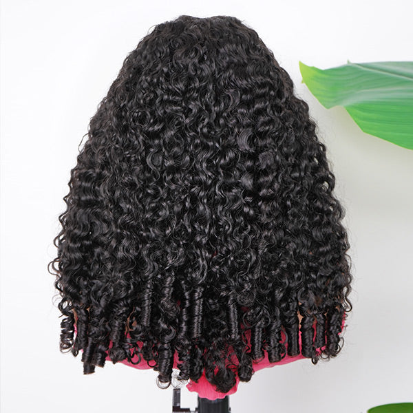 Burmese Curly Bleached Knots Adjustable Fit Drawstring Wear Go Glueless Wig Pre-cut 13x6 HD Lace Nautral Hairline