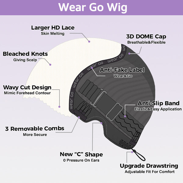 Water Wave Bob Wig 100% Glueless Wear Go Wig Pre-cut 7x5 HD Lace With Elastic Drawstring