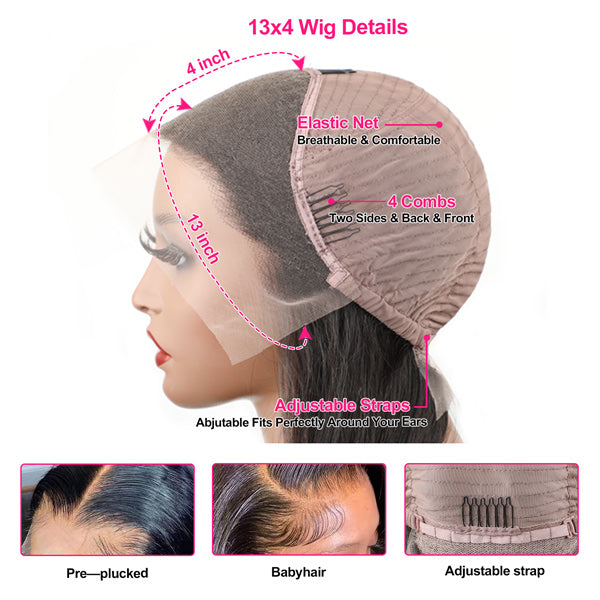 Body Wave Lace Front Wig Skin Melt HD Lace Wigs Brazilian Human Virgin Hair Natural Black