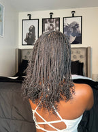 Tina - Senegalese Mini Twist Braided Wig 14" Full Hand-tied HD Lace With Curly Ends - Human Baby Hair