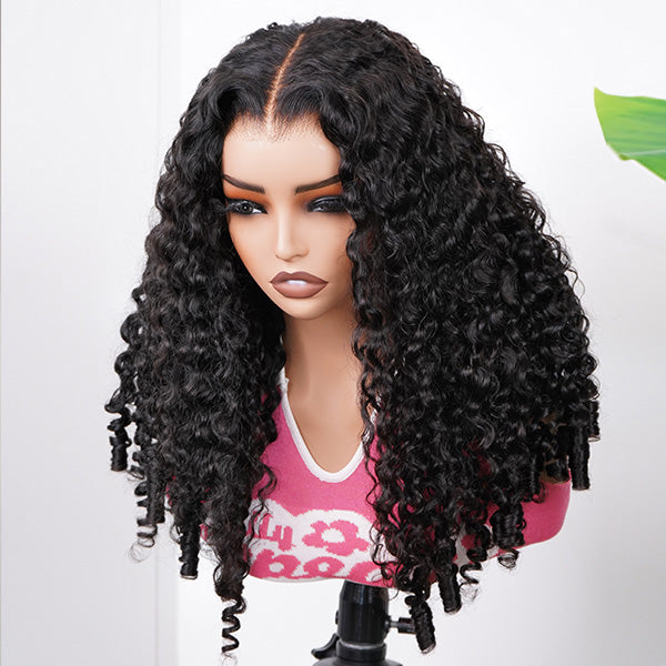 Burmese Curly Bleached Knots Adjustable Fit Drawstring Wear Go Glueless Wig Pre-cut 13x6 HD Lace Nautral Hairline