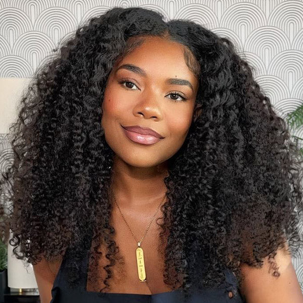 Afro Curly Wear Go Glueless Wig Pre-cut 7x5 HD Lace With Bleached Knots