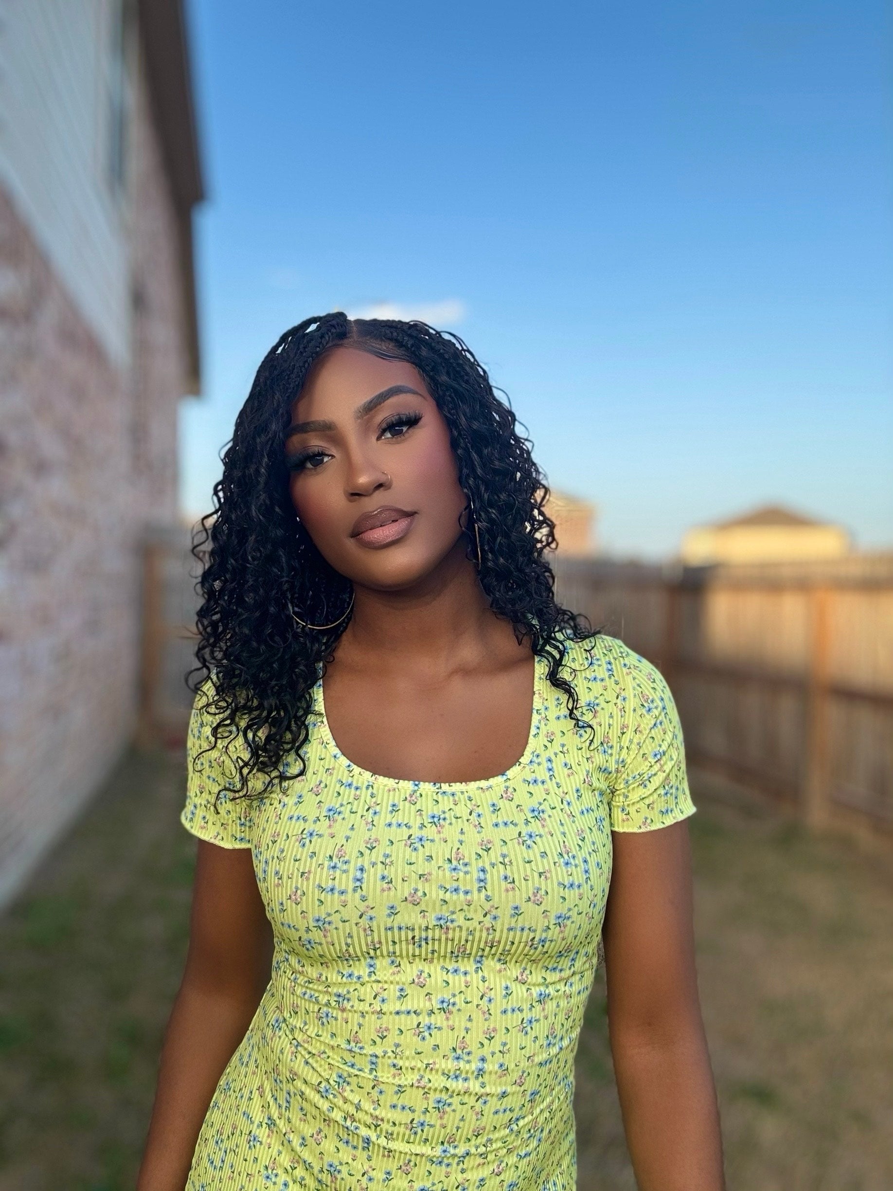 Kiki - 16" Pre Bleached HD Full Lace Human Hair Curls HD Full Lace Knotless Boho Box Braided Wig