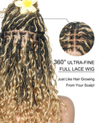 Lola - 16" Pre Bleached HD Full Lace Boho Locs Wig With Human Hair Boho Curls