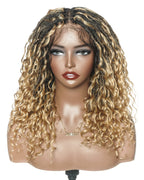 Lola - 16" Pre Bleached HD Full Lace Boho Locs Wig With Human Hair Boho Curls