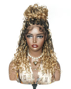 Lola - 16" Pre Bleached HD Full Lace Boho Locs Wig With Human Hair Boho Curls