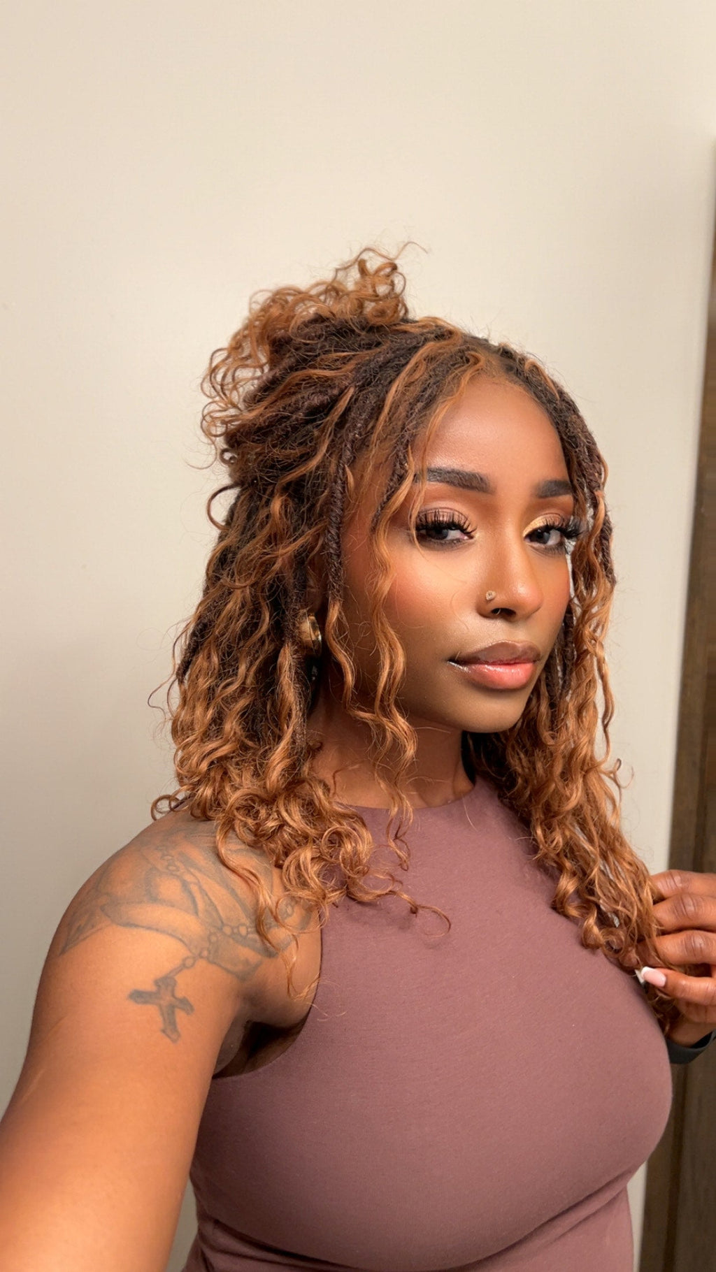 Lola - 16" Pre Bleached HD Full Lace Boho Locs Wig With Human Hair Boho Curls